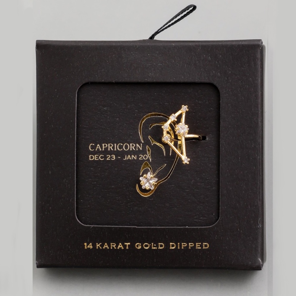 CAPRICORN 14k Gold Dipped Cuff + Stud Earring Set - Picture 3 of 7